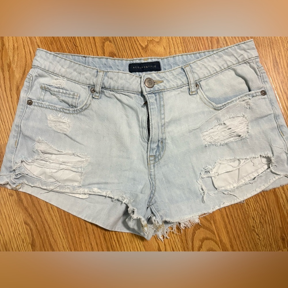 Light Wash Distressed Denim Shorts